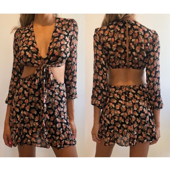 Reformation Cut Out Floral DressRomper